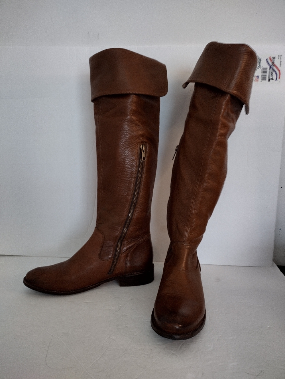 Frye Shirley Over The Knees Boots Size 7.5 Brown Leather Thigh High Fold Over - Picture 11 of 16